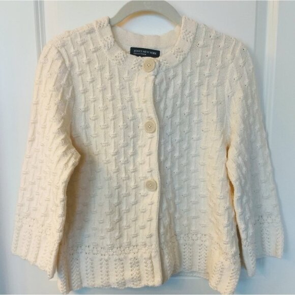 Women's Jones New York Collection Off-White Cardigan Sweater Small - Picture 2 of 8